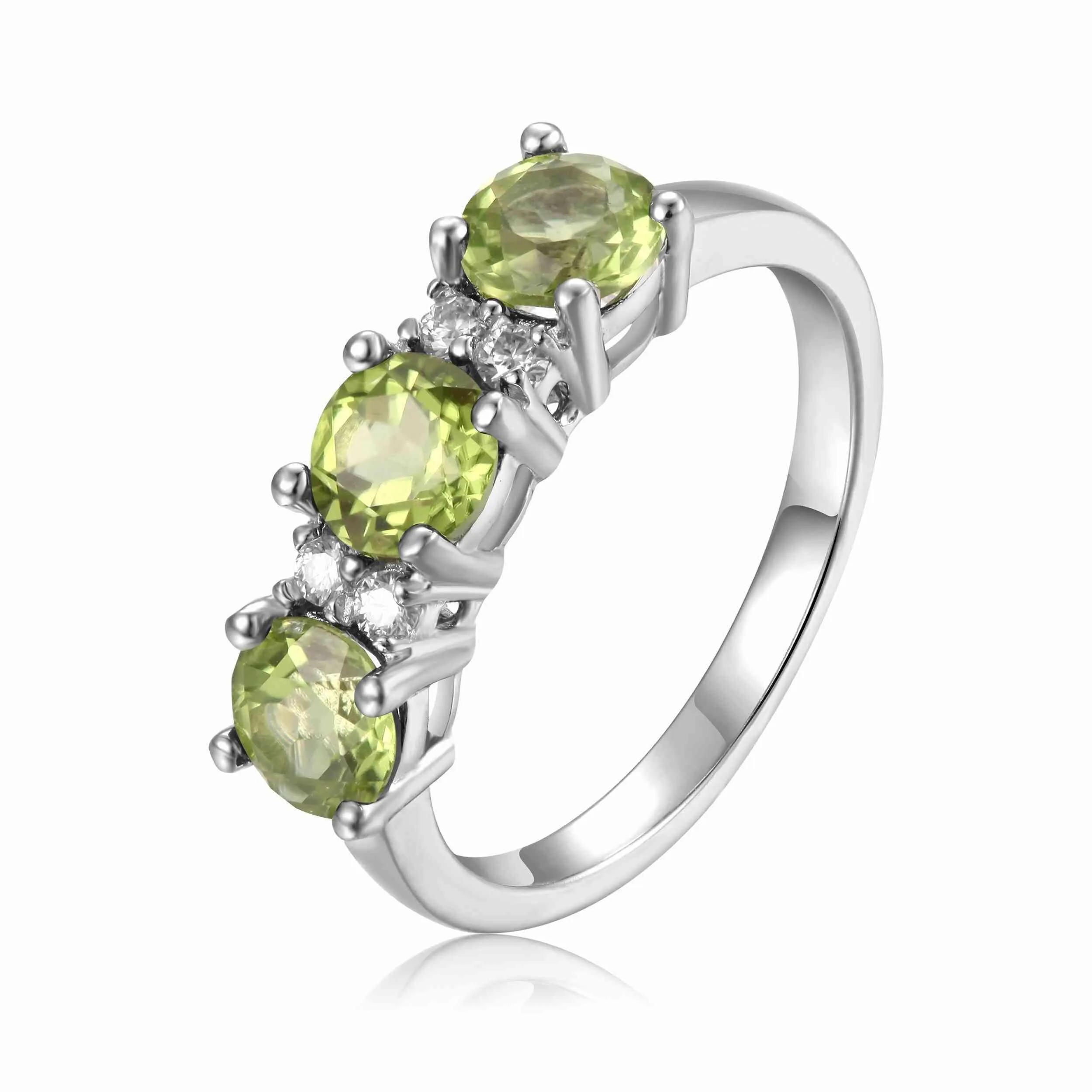 Three Stone Peridot Ring