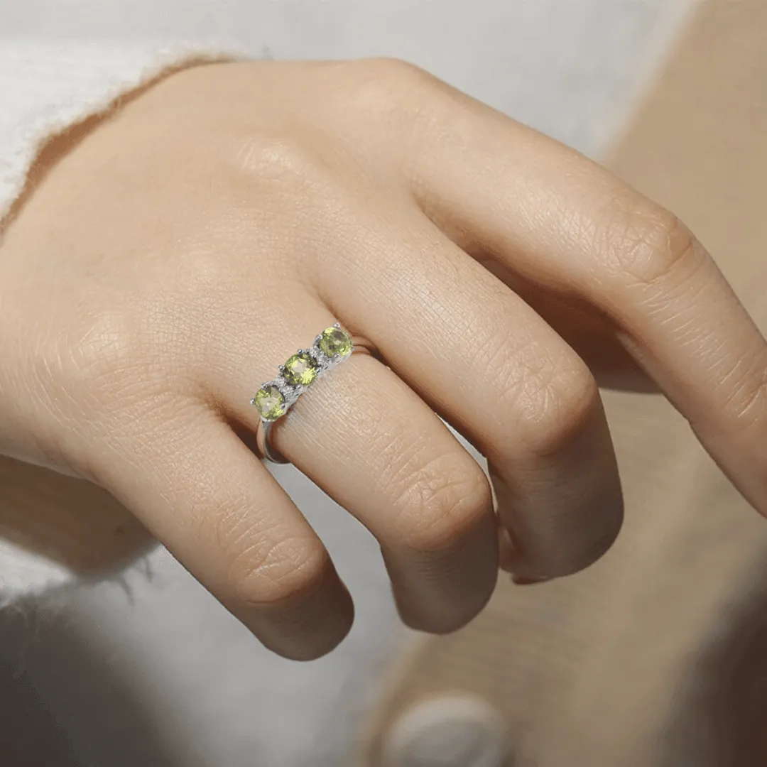 Three Stone Peridot Ring