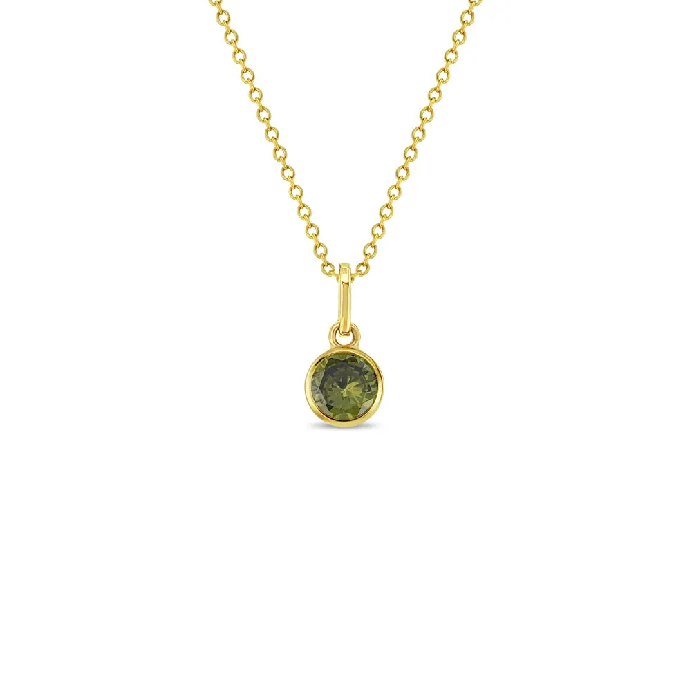 Tiny Birthstone Cubic Zirconia 5mm Baby / Kids / Teen Pendant/Necklace - 14k Gold