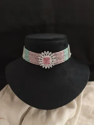 Victorian Elegance for You: Sparkling Choker Set (Mint & Pink, Violet, Green)
