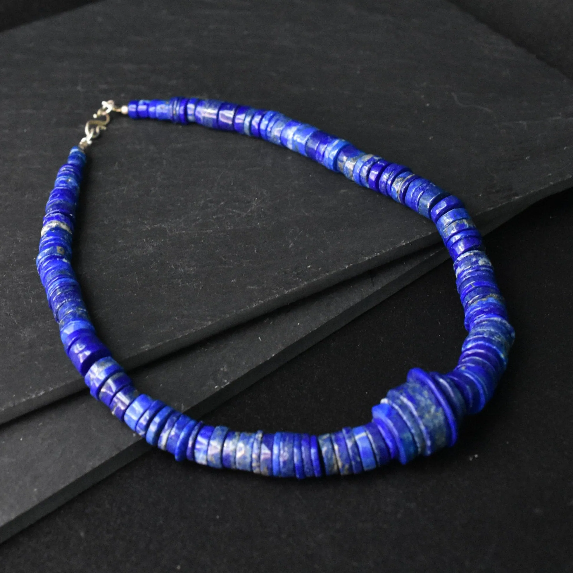 Vintage Afghan Lapis Lazuli Handmade Disc Shaped Necklace