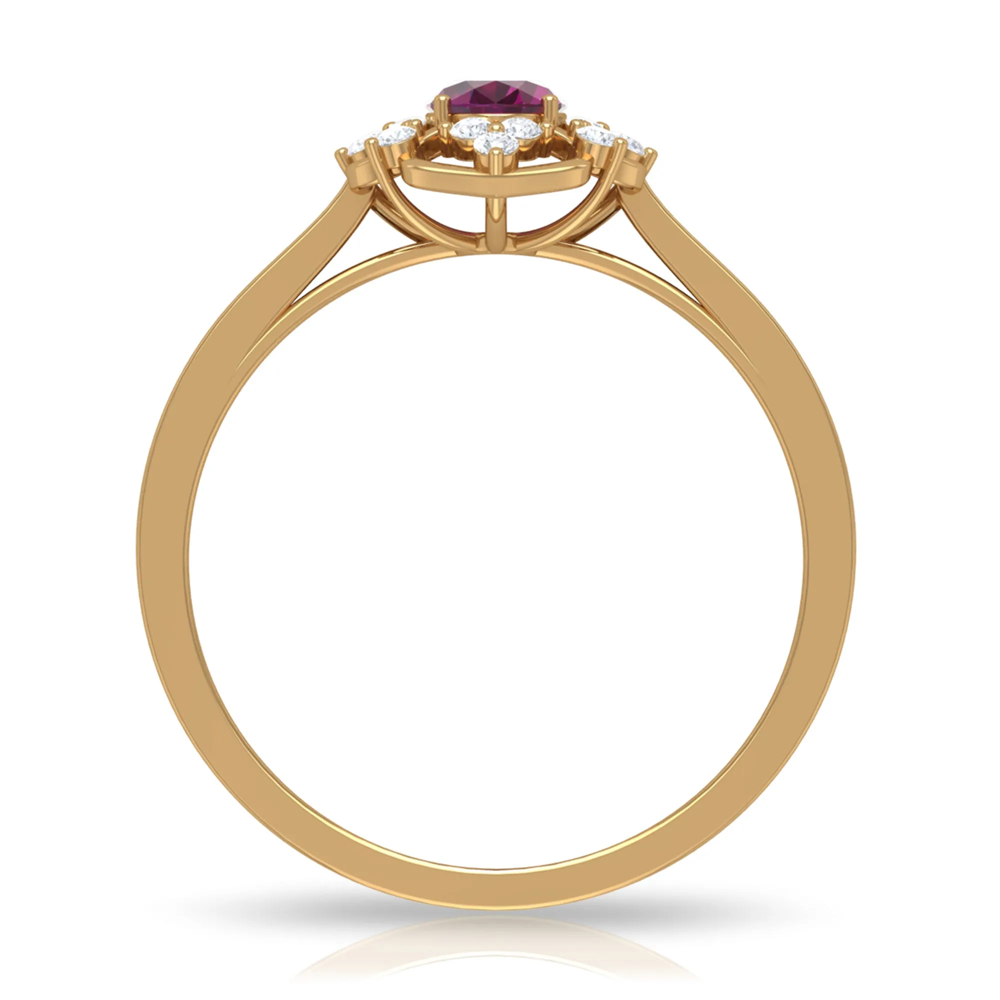 Vintage Style Rhodolite and Diamond Flower Engagement Ring