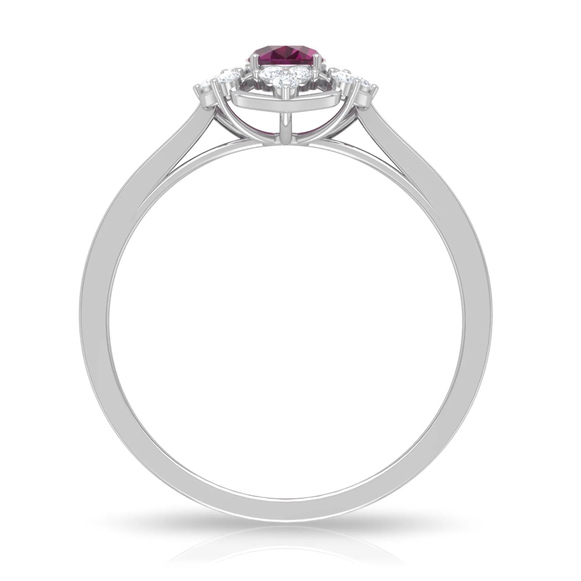 Vintage Style Rhodolite and Diamond Flower Engagement Ring