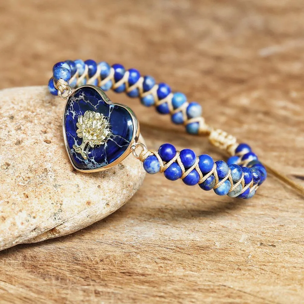 Wisdom Tree Lapis Lazuli Heart Bracelet