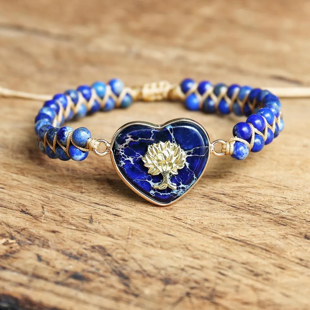 Wisdom Tree Lapis Lazuli Heart Bracelet