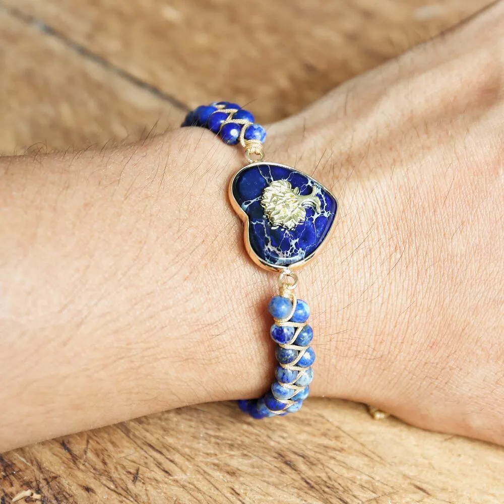 Wisdom Tree Lapis Lazuli Heart Bracelet